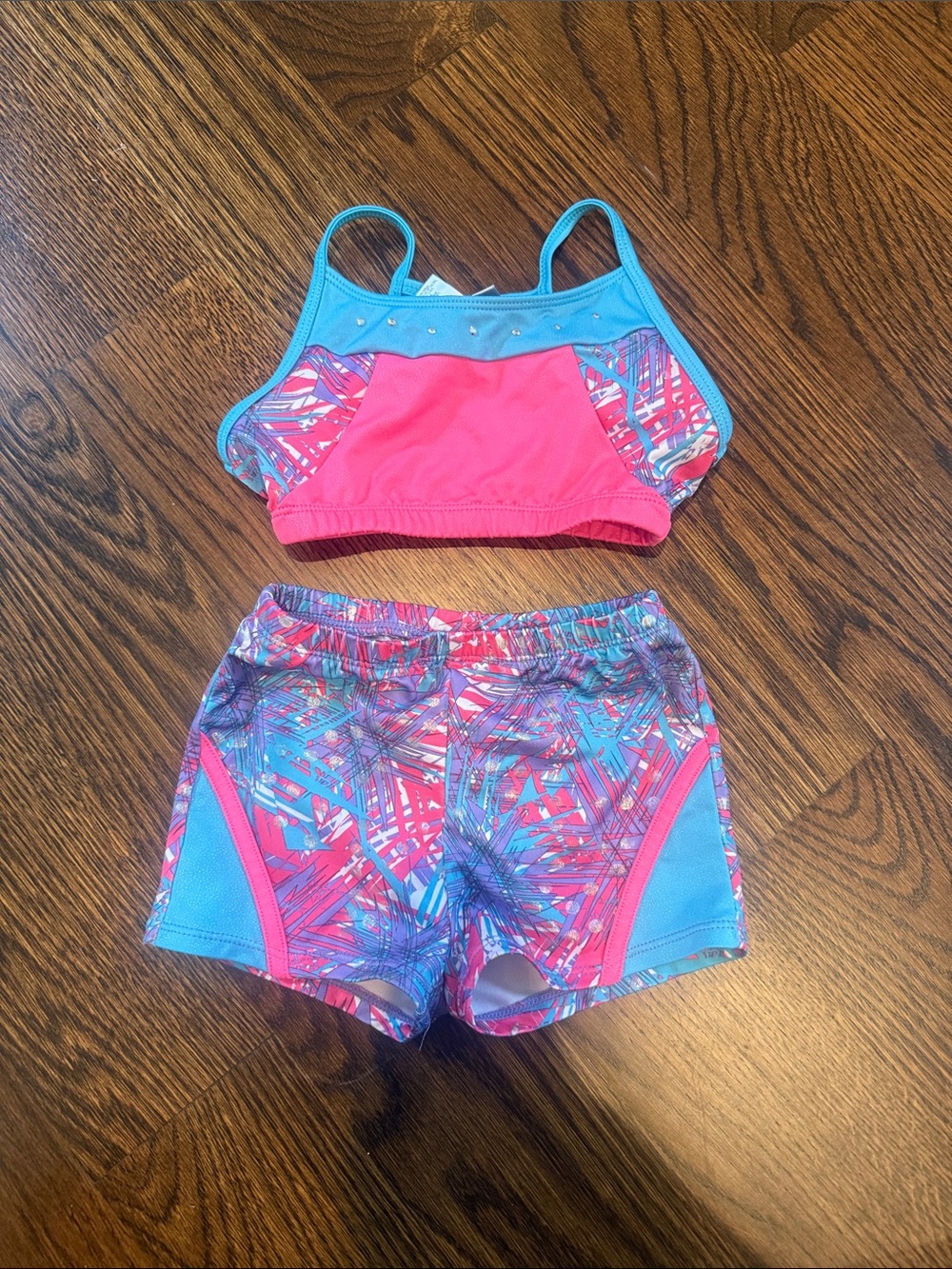 Danskin Girls Pink and Blue Two-Piece Swim Bikini Set